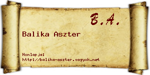 Balika Aszter névjegykártya